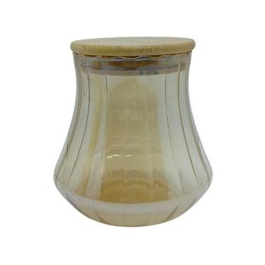 Imagem de Pote Hermético Mantimento Armazenamento De Vidro Com Tampa de Bambu 1L