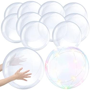 Imagem de 12 peças infláveis transparentes bola de praia inflável balões transparentes piscina festa bola para praia de verão, piscina e lembrancinhas de festa (40 cm, 61 cm)