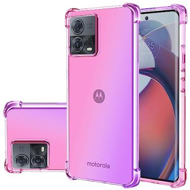 Imagem de Gufuwo Capa para Moto G72, Motorola G72 XT2255-1 linda capa para meninas e mulheres, capa protetora à prova de choque de TPU macio antiarranhões gradiente para Motorola Moto G72 (rosa)