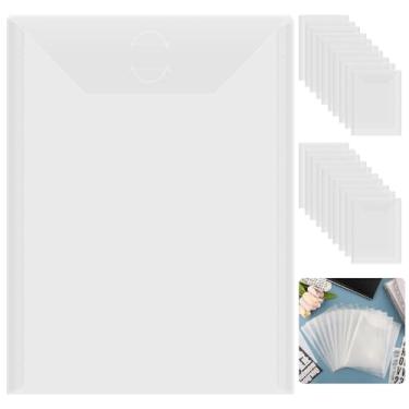Imagem de Briartw Pacote com 20 envelopes de armazenamento, transparentes, 18 x 23,9 cm, envelopes de plástico resseláveis, bolsos para moldes de corte, suporte organizador de artesanato, bolsa de armazenamento