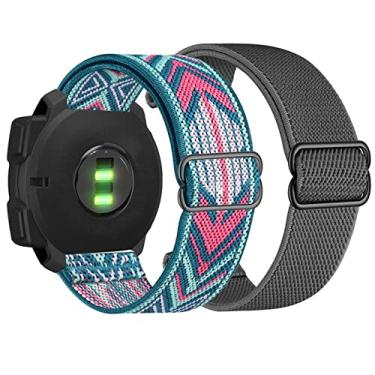 Imagem de Abanen Pulseiras elásticas de relógio de 22 mm para Garmin Instinct 3 de 45 mm/Instinct 2 Solar, pulseira ultraleve de nylon elástico macio para Instinct E de 45 mm/Crossover Solar (cinza + rosa azul)