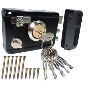 Imagem de Fechadura Anti Furto Chave Com Trava Sobrepor Para Porta Portão De Seg