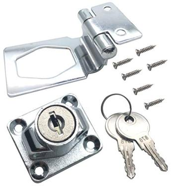 Imagem de NGe Fechadura de segurança rotativa de 6,3 cm de ângulo reto, fecho de porta de segurança, trava de portão - 2 chaves e 6 parafusos - fecho giratório com chave para portas pequenas, armários e mais