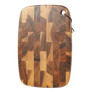Imagem de Tábua de corte oval de grão de acácia tailandesa, ideal para tábua de cortar, estação de preparação, decoração de cozinha, queijo, carne, pão, vegetais e frutas, 39,9 cm x 28 cm