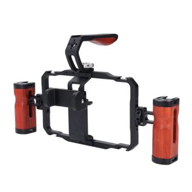 Imagem de Kit de Equipamento de Vídeo para Smartphone, Liga de Alumínio, Alças Duplas, Kit de Gaiola de Telefone para Vídeos de Vlogs, Transmissão Ao Vivo