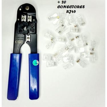 Imagem de Alicate de crimpar rj45 210c + 20 conectores rj45 - GOLDEN CABO