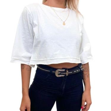 Imagem de Cropped Algodão Liso Básico Manga Curta - Bliss, Único, Preto