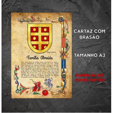 Imagem de Brasão da família Almeida no cartaz tamanho A3 - @meu.brasao