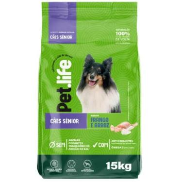 Imagem de Ração Pet life Frango e Arroz para Cães Sênior- 15kg - Proline