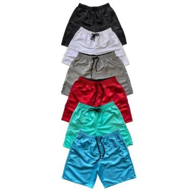 Imagem de Kit 6 Short Liso Moda Praia Tactel Bermuda Com Bolsos Verão Relaxado, 
