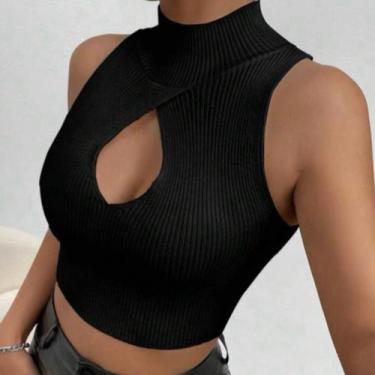 Imagem de Cropped Top Decote Gota Tricot Canelado - FIORELLA TRICOT, Rosa choque