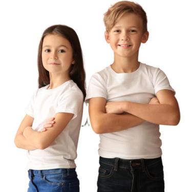 Imagem de Camiseta infantil básica de algodão preta e branca kit 2 - Sob Medida,