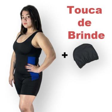 Imagem de Maio Macaquinho Hidroginástica Natação P, Touca Tecido Acompanha - ROD