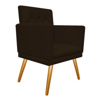 Imagem de Poltrona Decorativa Nanda Pés Palito Mel Sala de Espera Recepção Coran