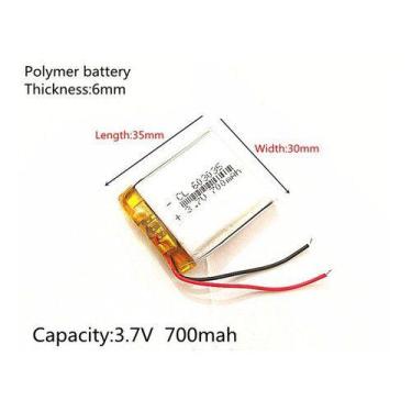 Imagem de Bateria 700mah 6mm X 30mm X 35mm 3,7v 2 Fios Nova 603035 - KMIG