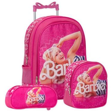 Imagem de Kit Mochila Escolar Feminina Estampa Barbie Carrinho Rosa - Toys 2U