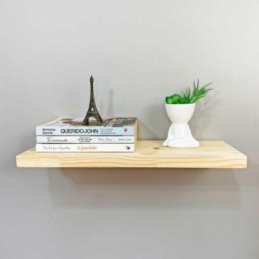 Imagem de Prateleira de Parede de Ferro e Madeira Industrial Suspensa 60cm Natur