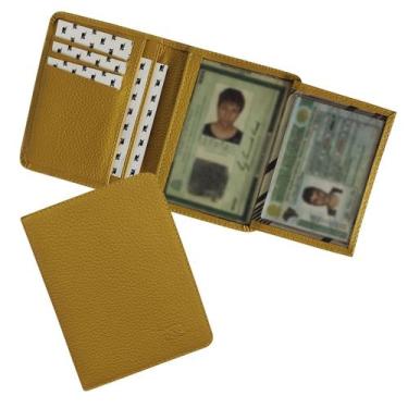 Imagem de Carteira Compacta Couro RFID Blocking 20-R Raffai Couros, Açafrão