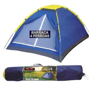 Imagem de Barraca 4 Pessoas Iglu Acampamento Camping Impermeável Resistente Azul