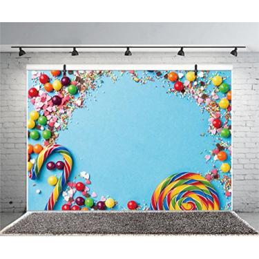 Imagem de Leyiyi Fundo fotográfico de 2,4 x 1,8 m, Feliz Natal, bengala doce, pirulito, festa de conffiti, bolachas chocolate, vintage, placa grunge em branco, feliz aniversário, chá de bebê, foto, foto, foto, vinil, adereço de estúdio