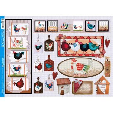 Imagem de Papel Decoupage Galinhas Country Pdz-013 24,5x33cm Litoarte