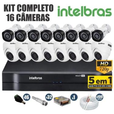Imagem de Kit cftv intelbras completo 16 câmeras ahd 720p dvr 16 canais