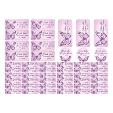 Imagem de 50 Etiquetas Escolares Personalizadas Vinil Borboleta - Tectoner, BORB