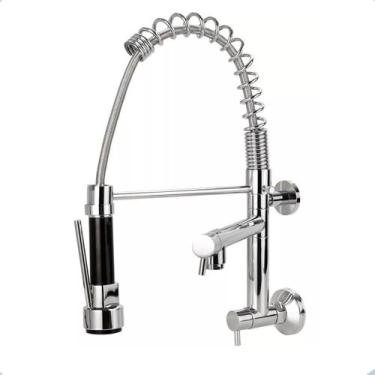 Imagem de Torneira cozinha gourmet parede metal cromado brilhante - MQC imports