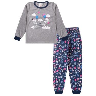 Imagem de Pijama Feminino Infantil Menina Inverno em Meia Malha Estampado - Anal