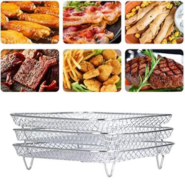 Imagem de Rack de Fritadeira de Ar, Rack de Desidratador Empilhável de Aço Inoxidável, Acessórios para Fritadeira de Ar para Foodi 8L (Mingzheyg0q6i1s8w-06)