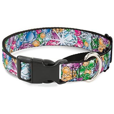 Imagem de Buckle-Down Coleira para cães tipo gamarra multicolorida Gems Stacked, 3,8 cm de largura para 40,6 a 58,4 cm de pescoço-médio