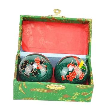 Imagem de #N/a 2x Bolas de Massagem Baoding Balls com Caixa de Armazenamento Aliviar Rigidez Destreza Presente de Massagem Bolas de Saúde Chinesas para Pessoas, Dragão Fênix Verde