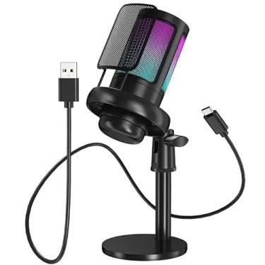 Imagem de Microfone USB de estúdio profissional para PC Streaming Gaming YouTube Video Singing Gaming Recording RGB