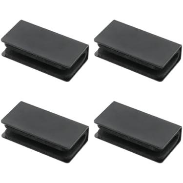 Imagem de safycaby 4 peças braçadeira de trava não magnética 4 x 2 x 1 cm retangular metal porta de vidro preto braçadeira retangular placa de ataque para portas de armário de vidro de 3 a 6 mm de espessura