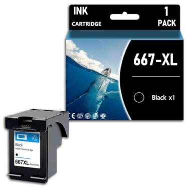 Imagem de Cartucho de tinta 667XL de substituição para impressoras HP Deskjet Ink Advantage 1275 2374 2375 2376 2775 2776 6475 6476 6075, impressão clara, preto-1 pacote