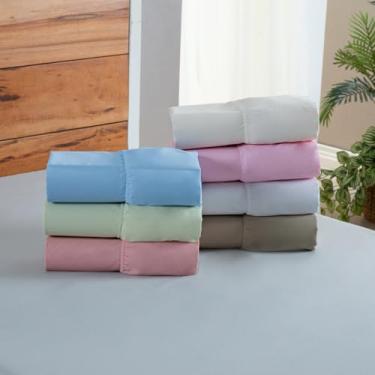 Imagem de Lençol Cama Box Solteiro Algodão Percal 200 Fios Hotel Pousada com Elástico Toque Macio (Rosa)