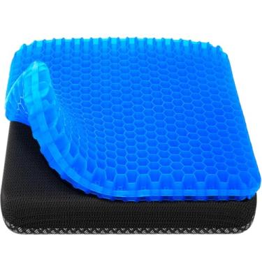 Imagem de Almofada de assento em gel, almofada de assento de resfriamento grossa grande respirável design de favo de mel absorve pontos de pressão almofada de assento com capa antiderrapante