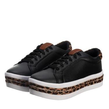 Imagem de Tênis Feminino Plataforma Animal Print Preto Onça Estilo Shoes (Preto, BR, Adulto, Numérico, 34)