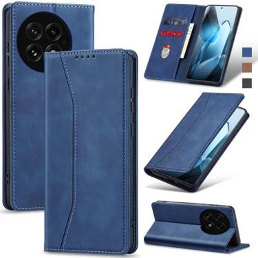 Imagem de Jasonyu Flip Carteira Capa para OnePlus 13,Capinha Folio Magnética de Couro com Suporte para Cartão,Suporte para Chute - Protetora Durável de TPU à Prova de Choque para Telefone,Azul