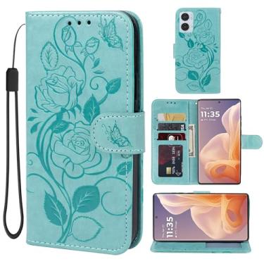 Imagem de Vavies Capa para Moto G85 5G, capa carteira Motorola S50 Neo, capa flip de couro floral com suporte para cartão de crédito para Motorola Moto G85 5G verde