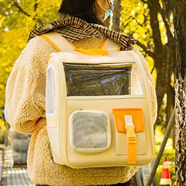Imagem de Mochila Respirável para Gatos, Bolsa Transparente para Transporte de Animais de Estimação Em Couro PVC Com Grande Espaço para Viagens Ao Ar Livre (Faculdade)