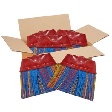 Imagem de Vassoura Piacava Resistente Cerdas Nylon Limpeza Pesada Kit 12 Unidades Sem Cabo