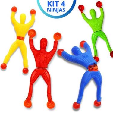 Imagem de Kit 4 Boneco Ninja Que Gruda Na Parede De Brinquedo Infantil  - Europi
