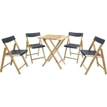 Imagem de Conjunto 5 Peças Mesa e Cadeiras Dobráveis Potenza Preto - Tramontina