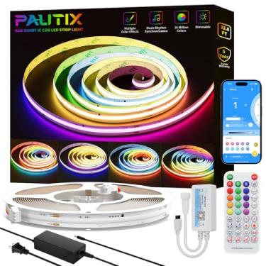 Imagem de PAUTIX RGB Smart IC COB LED Strip Light Addressable 32.8ft/10m,UL-Listed 24V Color Flowing Strip Light Multicolor Flexible Tape Light with APP Control/Music Mode,for TV,Bedroom,Party DIY