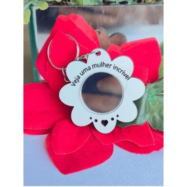 Imagem de Chaveiro Flor com Espelho 50 unidades MDF BC, decoração, mãe, dia das 
