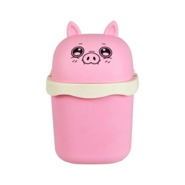 Imagem de Lixeira de Mesa Com Tampa Porta Treco Fofinha 1,5L Keita, ROSA