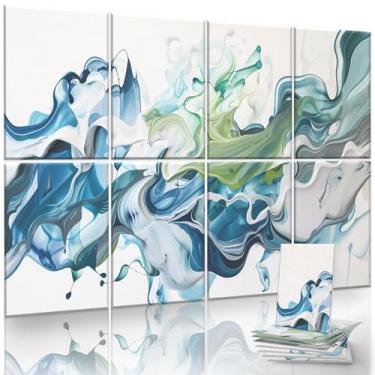 Imagem de JaneTech Pacote com 8 painéis acústicos artísticos, painéis de absorção de som, painéis acústicos decorativos de 121 x 81 cm, arte de parede com nano cola para gravação e estúdio em casa, escritório,