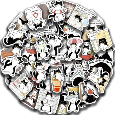 Imagem de 100 peças de adesivos fofos de animais de gato - adesivo de decoração para celular capa de celular adesivos de desenhos animados de animais para garrafa de água, caixa de lápis (estilo-F)