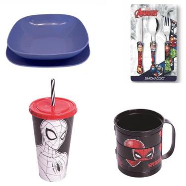 Imagem de Kit Refeicao HOMEM ARANHA- Copo Colorir - Caneca Divertida - Plasutil